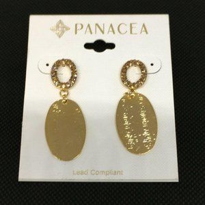 Panacea Beaded Lux Oval Post Drop Earrings New